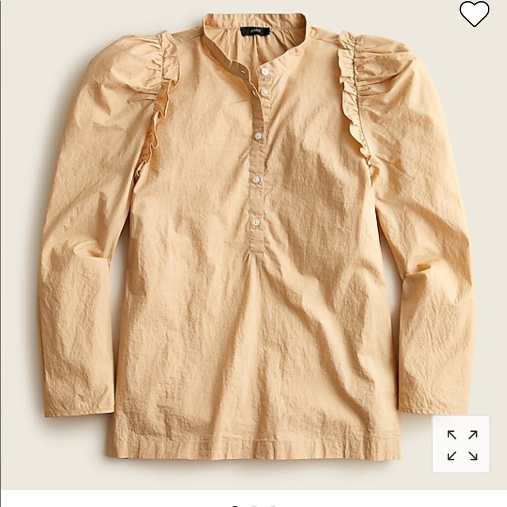 J. Crew Puff Sleeve Poplin Top, Dark Beechwood, Size Small, NWT, Item BB288